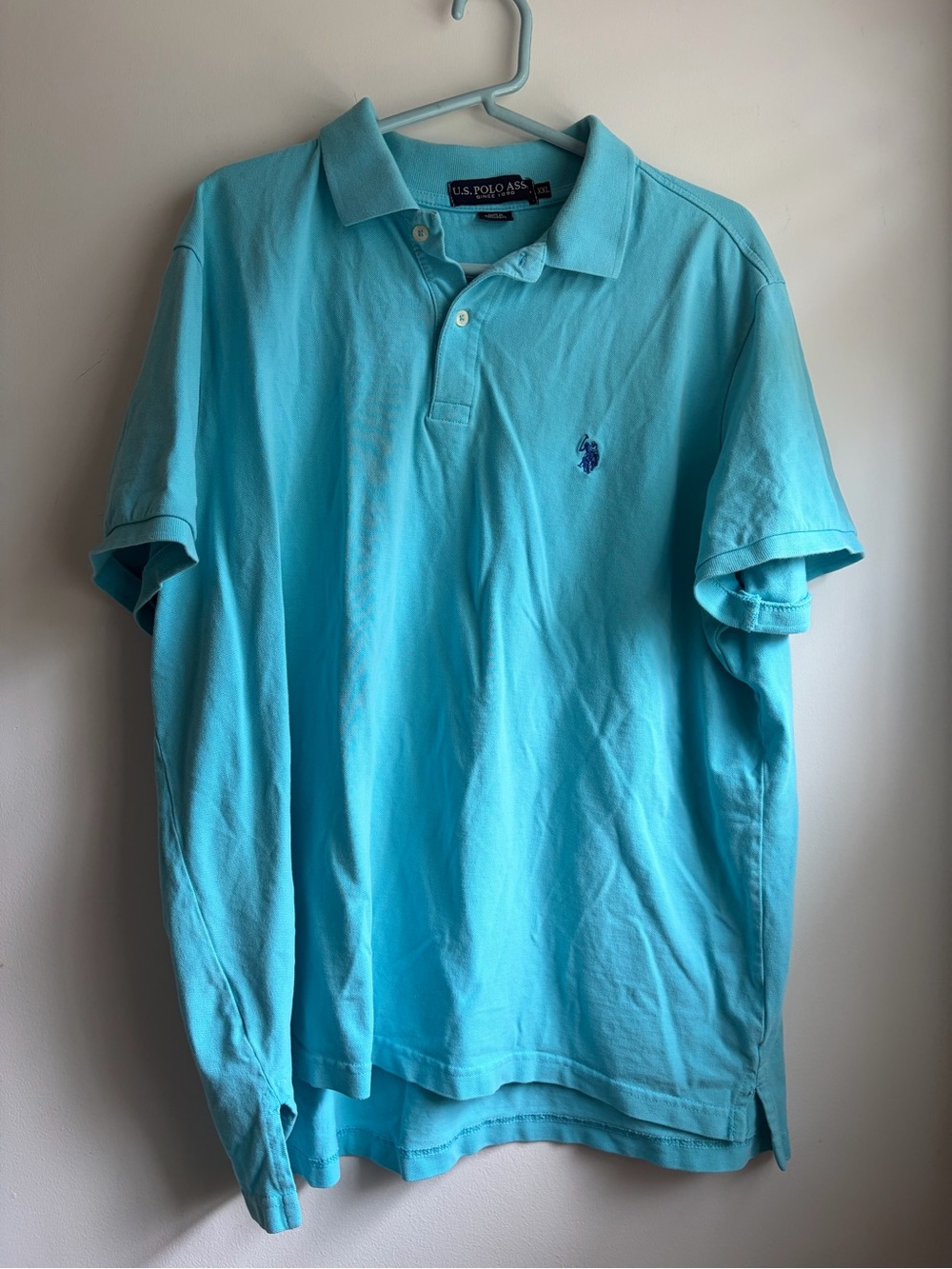 U.S. Polo ASSN Sky Blue Short-Sleeve Polo with Navy Pony XXL 100% Cotton